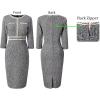 imageVFSHOW Womens Button Crew Neck Wear to Work Office Business Casual Church Party Slimming Fitted Bodycon Pencil Sheath DressBlack Tweed