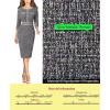 imageVFSHOW Womens Button Crew Neck Wear to Work Office Business Casual Church Party Slimming Fitted Bodycon Pencil Sheath DressBlack Tweed