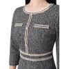 imageVFSHOW Womens Button Crew Neck Wear to Work Office Business Casual Church Party Slimming Fitted Bodycon Pencil Sheath DressBlack Tweed