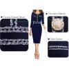imageVFSHOW Womens Button Crew Neck Wear to Work Office Business Casual Church Party Slimming Fitted Bodycon Pencil Sheath DressBlue