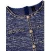 imageVFSHOW Womens Button Crew Neck Wear to Work Office Business Casual Church Party Slimming Fitted Bodycon Pencil Sheath DressBlue Tweed