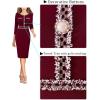 imageVFSHOW Womens Button Crew Neck Wear to Work Office Business Casual Church Party Slimming Fitted Bodycon Pencil Sheath DressDark Red
