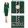 imageVFSHOW Womens Button Crew Neck Wear to Work Office Business Casual Church Party Slimming Fitted Bodycon Pencil Sheath DressGreen
