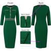 imageVFSHOW Womens Button Crew Neck Wear to Work Office Business Casual Church Party Slimming Fitted Bodycon Pencil Sheath DressGreen