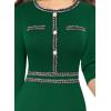 imageVFSHOW Womens Button Crew Neck Wear to Work Office Business Casual Church Party Slimming Fitted Bodycon Pencil Sheath DressGreen