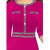 imageVFSHOW Womens Button Crew Neck Wear to Work Office Business Casual Church Party Slimming Fitted Bodycon Pencil Sheath DressHot Pink