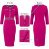 imageVFSHOW Womens Button Crew Neck Wear to Work Office Business Casual Church Party Slimming Fitted Bodycon Pencil Sheath DressHot Pink