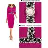 imageVFSHOW Womens Button Crew Neck Wear to Work Office Business Casual Church Party Slimming Fitted Bodycon Pencil Sheath DressHot Pink