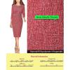 imageVFSHOW Womens Button Crew Neck Wear to Work Office Business Casual Church Party Slimming Fitted Bodycon Pencil Sheath DressRed Tweed