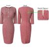 imageVFSHOW Womens Button Crew Neck Wear to Work Office Business Casual Church Party Slimming Fitted Bodycon Pencil Sheath DressRed Tweed