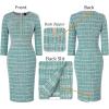 imageVFSHOW Womens Button Crew Neck Wear to Work Office Business Casual Church Party Slimming Fitted Bodycon Pencil Sheath DressTeal Green