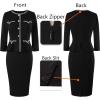 imageVFSHOW Womens Buttons Peplum Work Business Office Professional Patchwork Pencil Sheath DressBlack