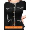 imageVFSHOW Womens Buttons Peplum Work Business Office Professional Patchwork Pencil Sheath DressBlack