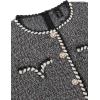 imageVFSHOW Womens Buttons Peplum Work Business Office Professional Patchwork Pencil Sheath DressBlack Tweed