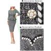 imageVFSHOW Womens Buttons Peplum Work Business Office Professional Patchwork Pencil Sheath DressBlack Tweed
