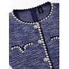 imageVFSHOW Womens Buttons Peplum Work Business Office Professional Patchwork Pencil Sheath DressBlue Tweed