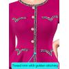 imageVFSHOW Womens Buttons Peplum Work Business Office Professional Patchwork Pencil Sheath DressHot Pink