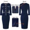 imageVFSHOW Womens Buttons Peplum Work Business Office Professional Patchwork Pencil Sheath DressNavy Blue