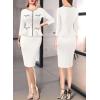 imageVFSHOW Womens Buttons Peplum Work Business Office Professional Patchwork Pencil Sheath DressOffwhite