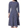 imageVFSHOW Womens Buttons Pockets Office Business ALine Dresses 34 Sleeves Work Crew Neck Tweed Trim Fit and Flare Swing DressBlue Tweed