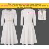 imageVFSHOW Womens Buttons Pockets Office Business ALine Dresses 34 Sleeves Work Crew Neck Tweed Trim Fit and Flare Swing DressOffwhite