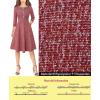 imageVFSHOW Womens Buttons Pockets Office Business ALine Dresses 34 Sleeves Work Crew Neck Tweed Trim Fit and Flare Swing DressRed Tweed