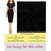 imageVFSHOW Womens Crew Neck Button Business Work Office Bodycon Dress Short Sleeve Patchwork Tweed Trim Party Pencil Sheath DressBlack