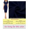imageVFSHOW Womens Crew Neck Button Business Work Office Bodycon Dress Short Sleeve Patchwork Tweed Trim Party Pencil Sheath DressBlue