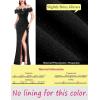 imageVFSHOW Womens Formal Prom Off Shoulder 3D Flowers Ruched Wedding Guest Maxi Dress 2025 Sexy High Slit Cocktail Evening GownSparkly Black