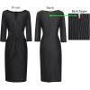 imageVFSHOW Womens Front Zipper Tie Waist Bow 34 Sleeve Slim Fitted Work Business Office Party Bodycon Pencil Sheath DressBlack White Striped