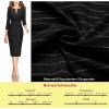 imageVFSHOW Womens Front Zipper Tie Waist Bow 34 Sleeve Slim Fitted Work Business Office Party Bodycon Pencil Sheath DressBlack White Striped