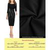 imageVFSHOW Womens Front Zipper Tie Waist Bow 34 Sleeve Slim Fitted Work Business Office Party Bodycon Pencil Sheath DressBlack and White Piping
