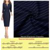 imageVFSHOW Womens Front Zipper Tie Waist Bow 34 Sleeve Slim Fitted Work Business Office Party Bodycon Pencil Sheath DressDark Blue White Striped