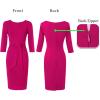 imageVFSHOW Womens Front Zipper Tie Waist Bow 34 Sleeve Slim Fitted Work Business Office Party Bodycon Pencil Sheath DressHot Pink