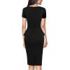 imageVFSHOW Womens Work Business Office Front Zipper Peplum Bodycon Dresses Elegant Short Sleeve Slim Church Pencil Sheath DressBlack