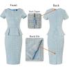 imageVFSHOW Womens Work Business Office Front Zipper Peplum Bodycon Dresses Elegant Short Sleeve Slim Church Pencil Sheath DressLight Blue Tweedb