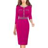 imageVFSHOW Womens Button Crew Neck Wear to Work Office Business Casual Church Party Slimming Fitted Bodycon Pencil Sheath DressHot Pink