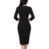 imageVFSHOW Womens Notch V Neck Work Office Business Bodycon Pencil Sheath DressBlack  White Piping