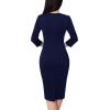 imageVFSHOW Womens Notch V Neck Work Office Business Bodycon Pencil Sheath DressDark Blue  White Piping