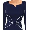 imageVFSHOW Womens Notch V Neck Work Office Business Bodycon Pencil Sheath DressDark Blue  White Piping