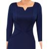 imageVFSHOW Womens Notch V Neck Work Office Business Bodycon Pencil Sheath DressNavy Blue