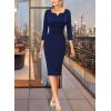 imageVFSHOW Womens Notch V Neck Work Office Business Bodycon Pencil Sheath DressNavy Blue