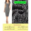 imageVFSHOW Womens Square Neck Work Office Business Bodycon Dress 1950s Cap Sleeve Elegant Church Slim Fitted Pencil Sheath DressBlack Tweed