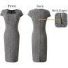 imageVFSHOW Womens Square Neck Work Office Business Bodycon Dress 1950s Cap Sleeve Elegant Church Slim Fitted Pencil Sheath DressBlack Tweed