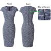 imageVFSHOW Womens Square Neck Work Office Business Bodycon Dress 1950s Cap Sleeve Elegant Church Slim Fitted Pencil Sheath DressBlue Tweed