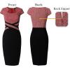 imageVFSHOW Womens Square Neck Work Office Business Bodycon Dress 1950s Cap Sleeve Elegant Church Slim Fitted Pencil Sheath DressRed Tweed  Black