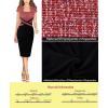 imageVFSHOW Womens Square Neck Work Office Business Bodycon Dress 1950s Cap Sleeve Elegant Church Slim Fitted Pencil Sheath DressRed Tweed  Black