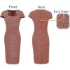 imageVFSHOW Womens Square Neck Work Office Business Bodycon Dress 1950s Cap Sleeve Elegant Church Slim Fitted Pencil Sheath DressRed Tweed