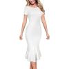 imageVFSHOW Womens Elegant Vintage Cocktail Party Mermaid Bodycon Midi MidCalf DressOffwhiteIvory