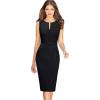 imageVFSHOW Womens Front Zipper Work Business Office Bodycon Dress Elegant Professional Career Church Party Pencil Sheath DressBlackwhite Striped